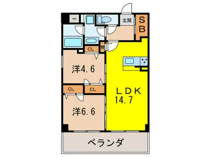 CASA MADONNA VII(2LDK/3階)の間取り写真