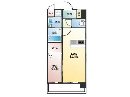 プラウドII花畑(1LDK/2階)の間取り写真