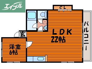 ファーレンハイトI(1LDK/1階)の間取り写真