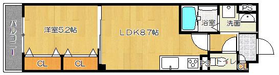 ピレーネ北条Ⅰ(1LDK/3階)の間取り写真
