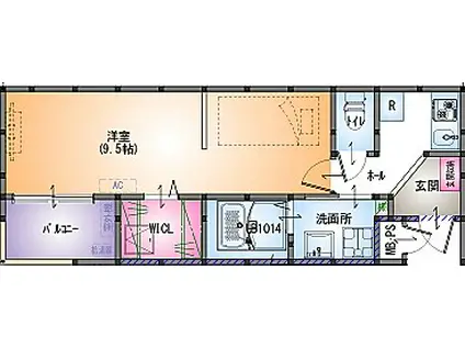 ダイショウハイツ明石(1K/1階)の間取り写真