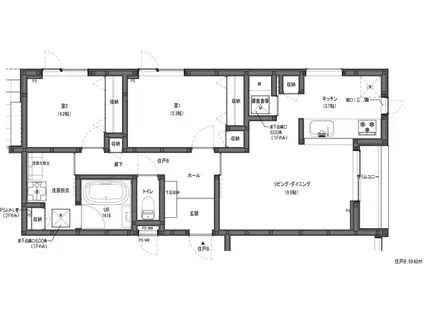 オクタビア(2LDK/3階)の間取り写真
