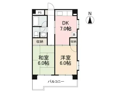 プラザアンジェロ(2DK/2階)の間取り写真