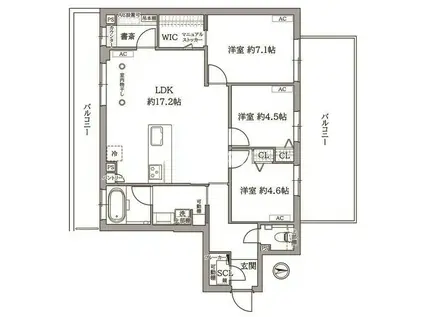SIGNATURE07シグネチャーゼロセブン(3LDK/3階)の間取り写真