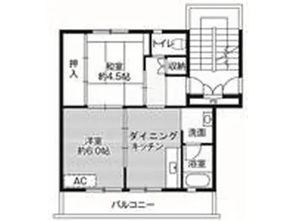 ビレッジハウス好間1号棟(2DK/2階)の間取り写真