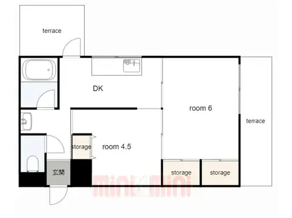 長楽園第二マンション(2DK/1階)の間取り写真