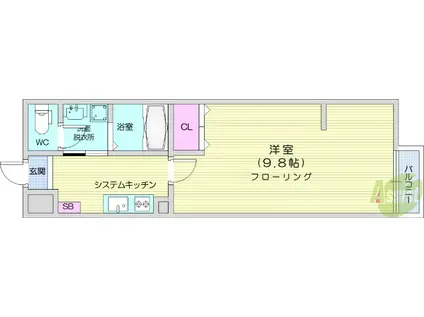 QUARTER富沢(1K/1階)の間取り写真