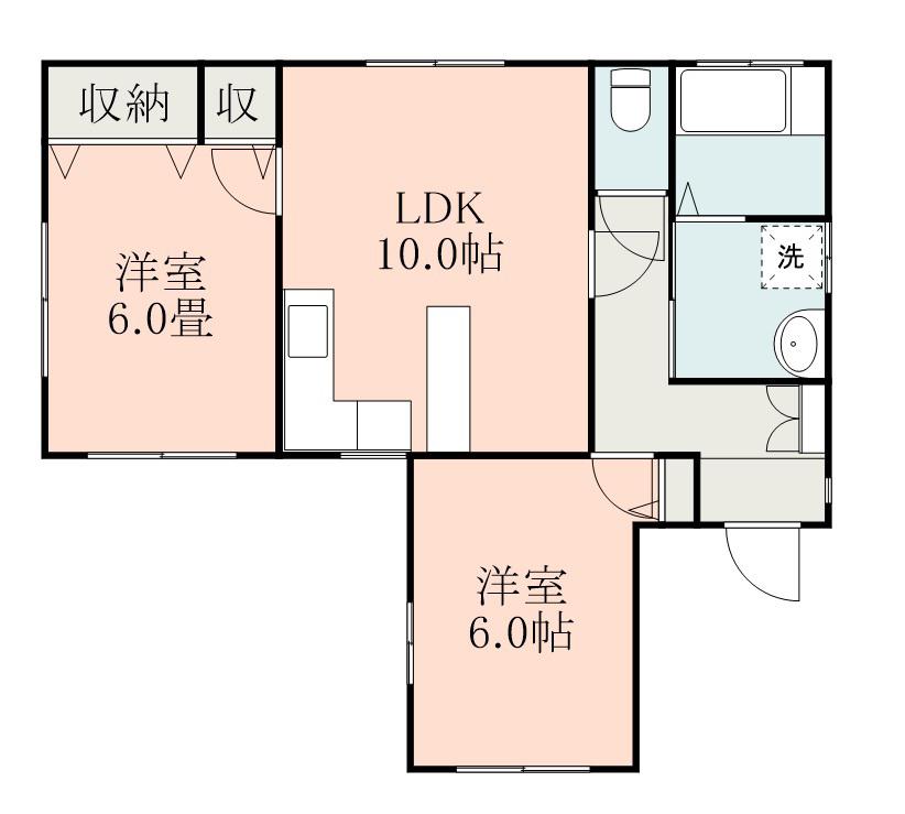 フォンテーヌ荒田(2LDK/1階)の間取り写真