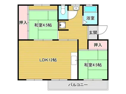 公団狭山5号棟(2LDK/5階)の間取り写真