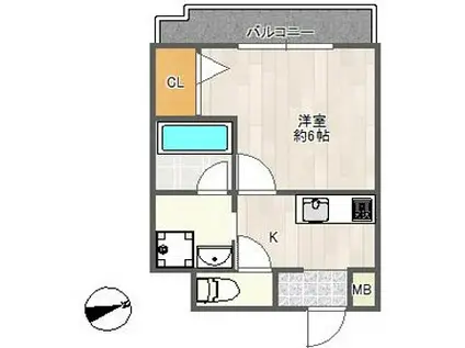 インペリアル玉出(1K/8階)の間取り写真