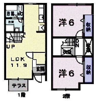 プリムヴェール(2LDK/1階)の間取り写真