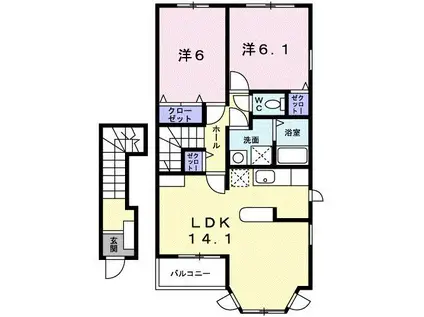 ブリエ・ヴェルジェA(2LDK/2階)の間取り写真