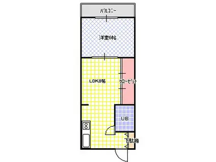 平和コーポ(1LDK/4階)の間取り写真