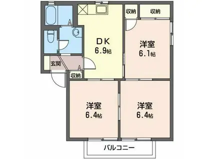 セントフォーレス D(3DK/1階)の間取り写真