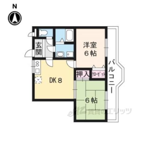 カーム瀬田(2LDK/4階)の間取り写真