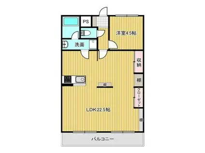 カワイマンションII(1LDK/3階)の間取り写真