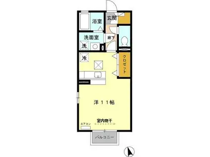 レセンテ・ジュン(ワンルーム/1階)の間取り写真