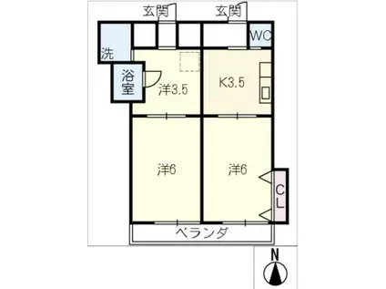 今西ビル(3K/1階)の間取り写真