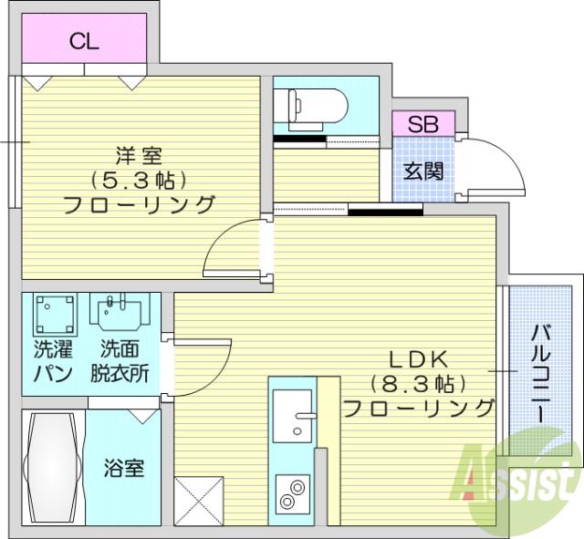 WIN SAKAE(1LDK/1階)の間取り写真