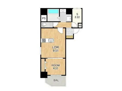 AMOUREUSE南草津(1SLDK/10階)の間取り写真