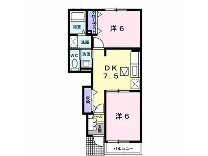 グラン・ラ・レブ(2DK/1階)の間取り写真