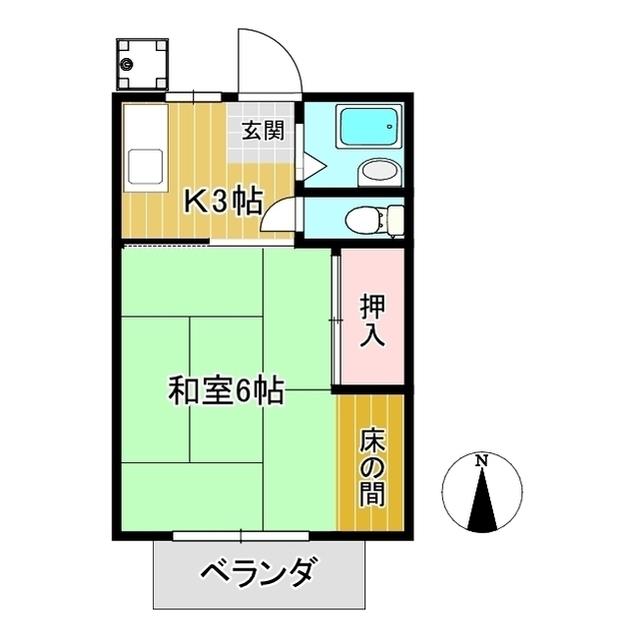 マービーハイツ(1K/2階)の間取り写真