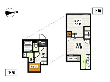 ADC高島ル・シエル(1K/1階)の間取り写真