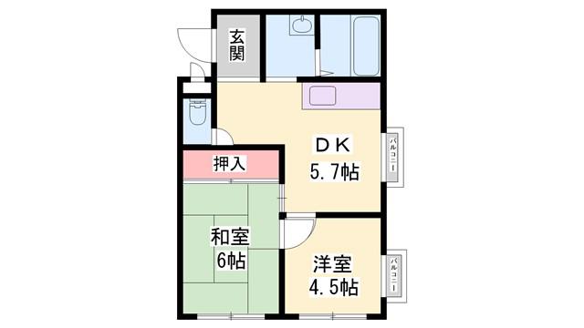 アーク早瀬(2DK/3階)の間取り写真