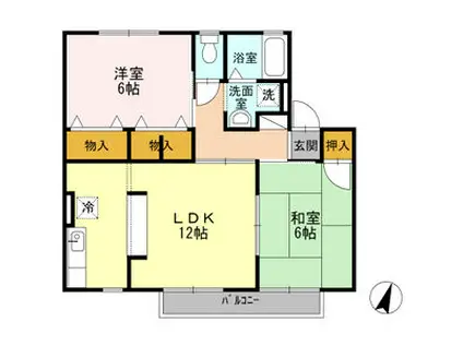 ヴィラ・ロワイヤル壱番館(2LDK/2階)の間取り写真