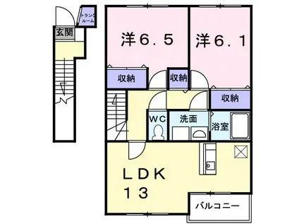 アーバン縄手A(2LDK/2階)の間取り写真