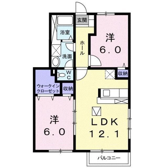 ドリームハイツB(2LDK/1階)の間取り写真