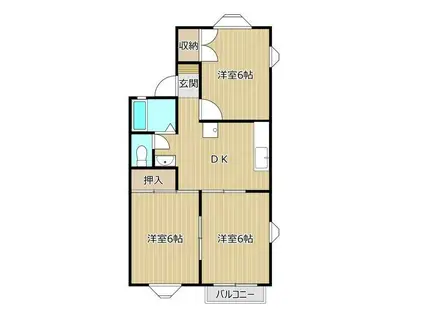 ドミール立川II(3DK/2階)の間取り写真