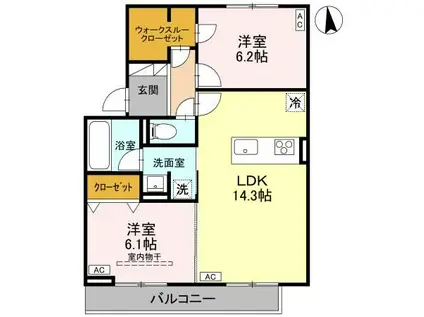 TORISIAS城東(2LDK/2階)の間取り写真