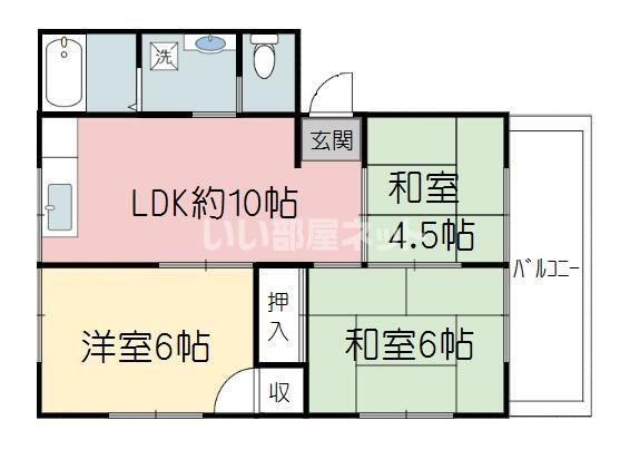 外山ハイツ(3LDK/2階)の間取り写真