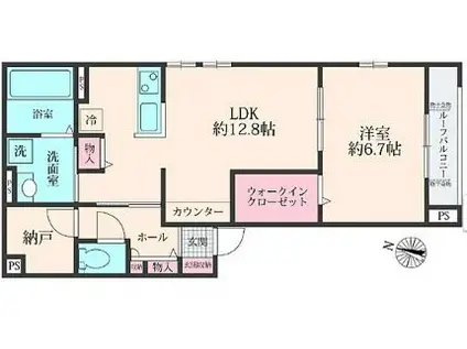 エクセレント(1LDK/2階)の間取り写真