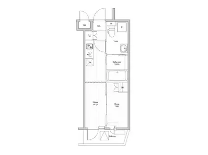 ハーモニーレジデンス中野坂上(1DK/4階)の間取り写真