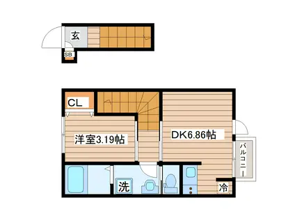 ラチッタ郡山(1DK/2階)の間取り写真