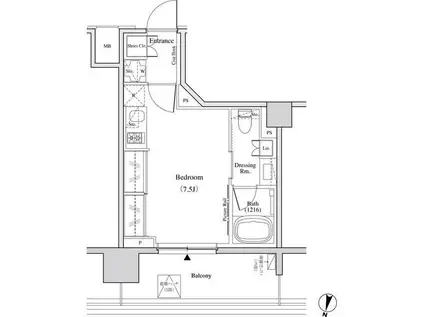 ザ・パークハビオ代々木(ワンルーム/4階)の間取り写真