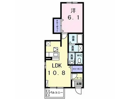 アルバソーレ KSII(1LDK/1階)の間取り写真
