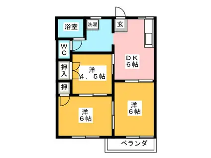 タウニイユートピアA(3DK/2階)の間取り写真