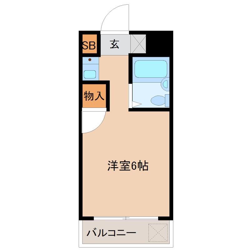 ぶるうめんはいむなかの(ワンルーム/2階)の間取り写真