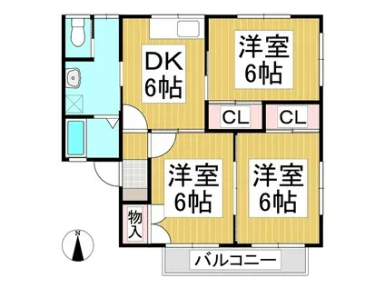 セレーノ小林A棟(3DK/1階)の間取り写真