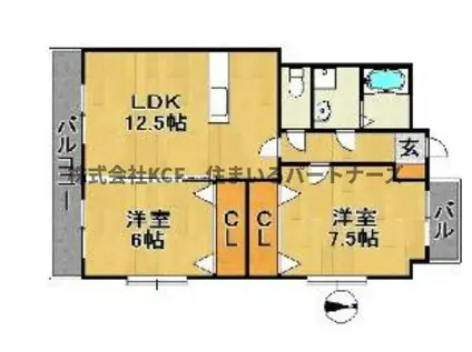 プロスペールS6(2LDK/3階)の間取り写真