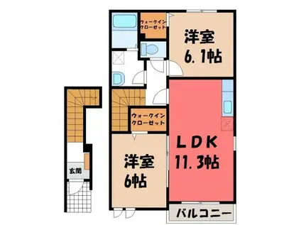 ファイン・グラースII(2LDK/2階)の間取り写真