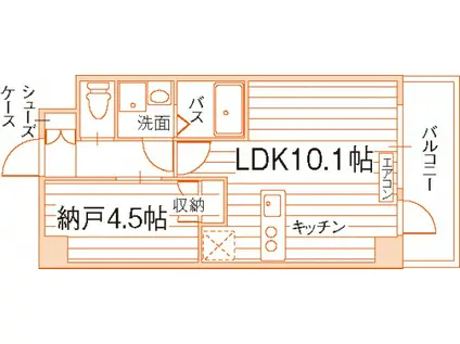 パティオ東古松(1LDK/2階)の間取り写真