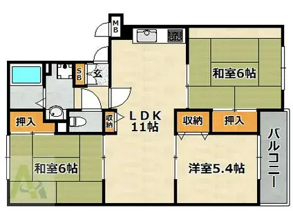 イーストヒルズ平野(3LDK/3階)の間取り写真
