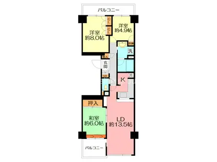ニューシティ東戸塚パークヒルズM棟(3LDK/5階)の間取り写真