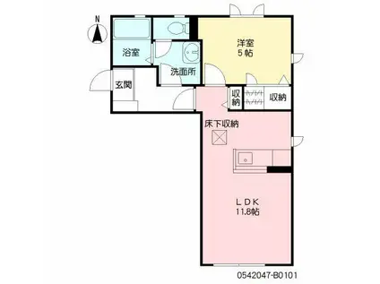 コオリナB(1LDK/1階)の間取り写真