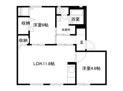 ラフォーレ雅 (2LDK/1階)の間取り写真