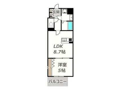 レーヴ文の里レジデンス(1LDK/7階)の間取り写真